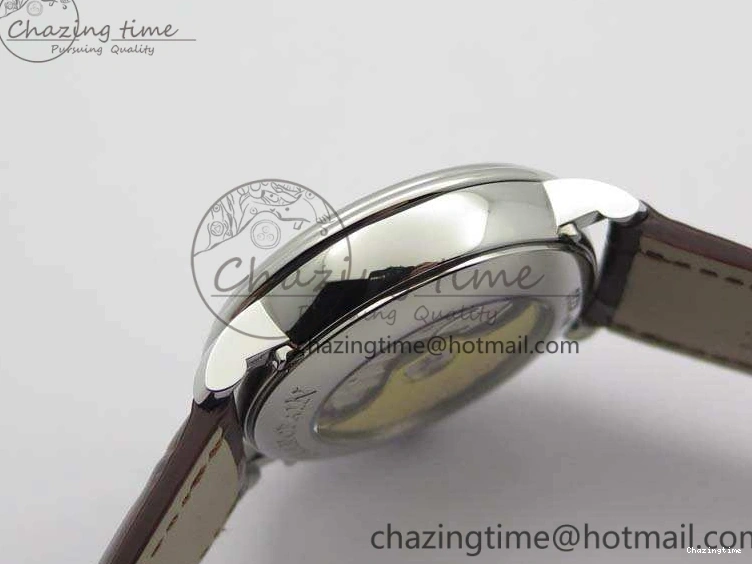 0519 FreshLook Villeret 6654 SS Complicated Function OMF 1:1 Best Edition White Dial On Brown Leather Strap A 8119